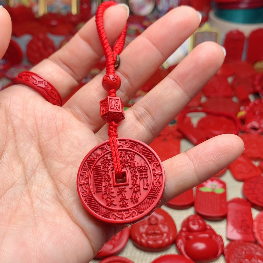 天然辰砂工艺品朱砂钥匙扣
