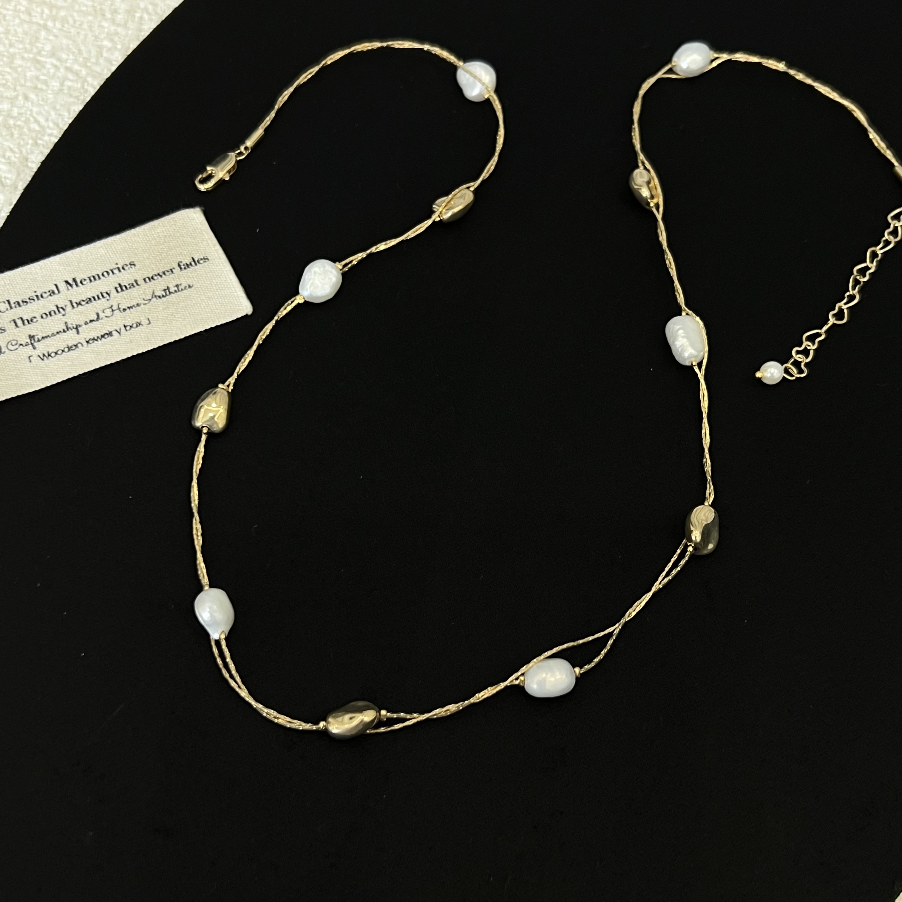 铜合金项链 时尚编织不规则珠珠项链2115