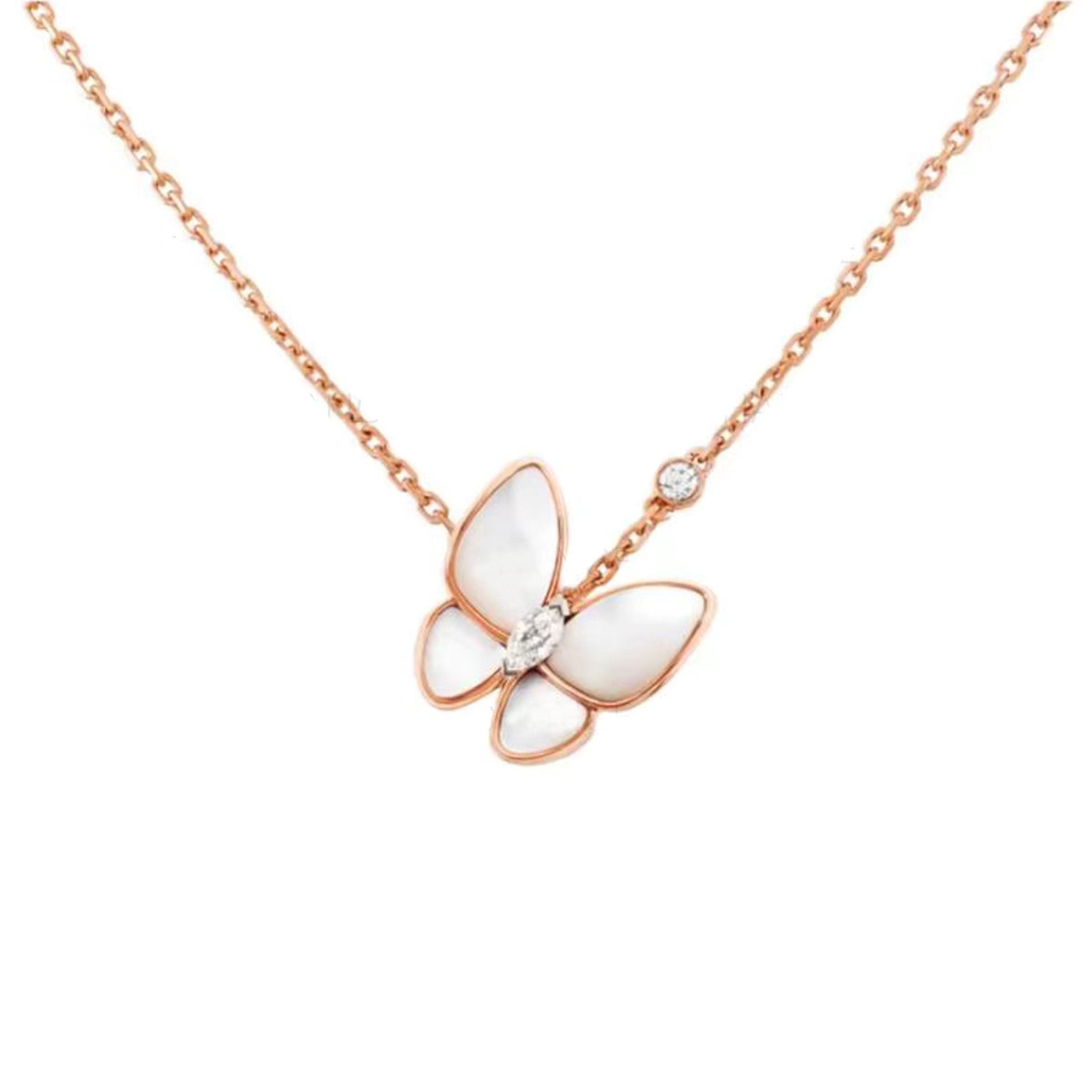 坠链均925银贝壳 坠链均925银贝壳 白贝贝蝴蝶吊坠