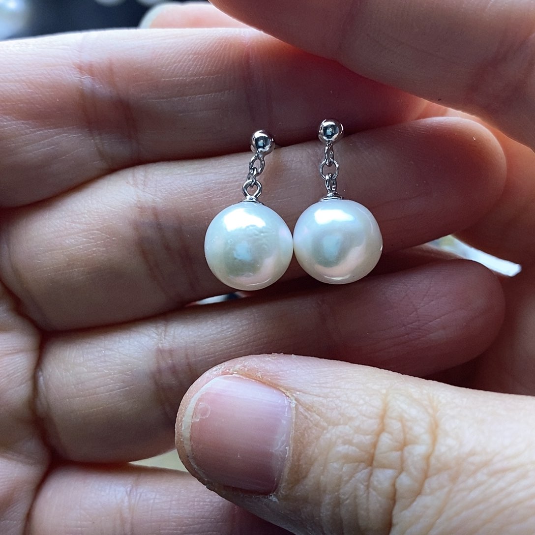 淡水珍珠耳饰银S925镶嵌