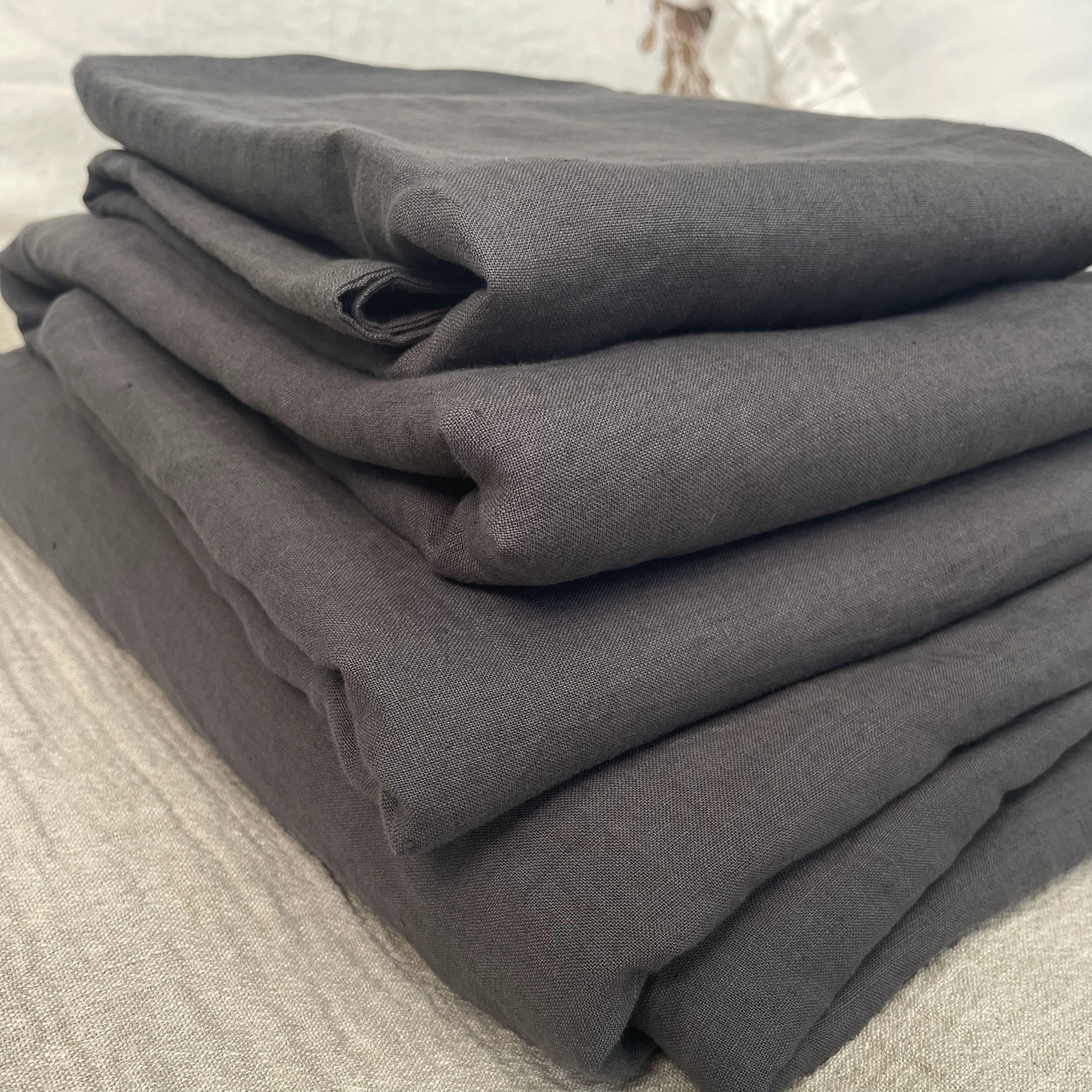 【亚麻四件套】100%亚麻纯色四件套 外贸原单