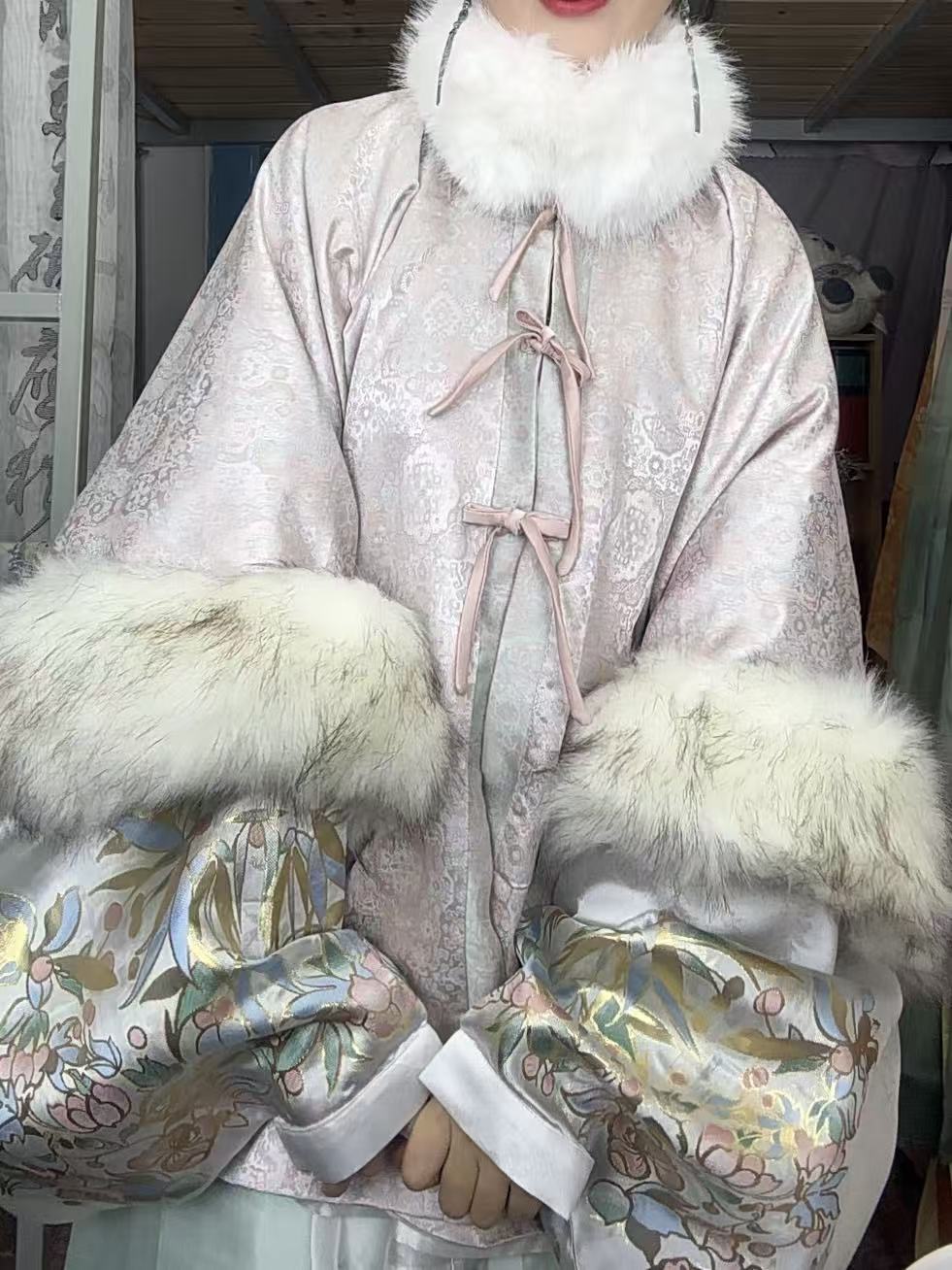 许州纪汉服中厚染色明制比甲昭君袄秋冬重工古装成人圆领古风对襟
