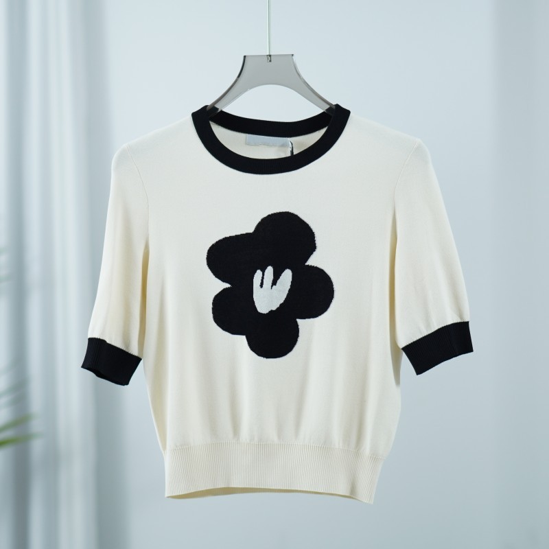 LI丽系列  Z037  女装春秋时尚短袖针织毛衣米白TK9336041