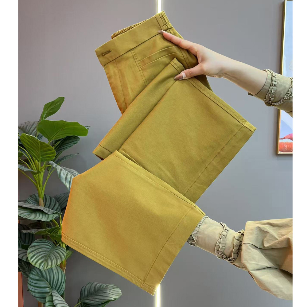 2025年秋季新款莱赛尔棉直筒女高腰宽松显瘦彩色女裤休闲阔腿