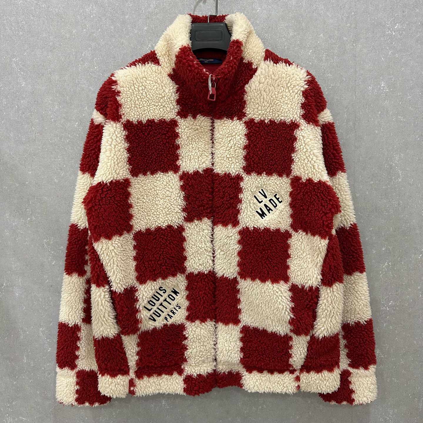 99新 LouisVuitton/路易威登 白红棋盘格泰迪外套 XXL码 /007179