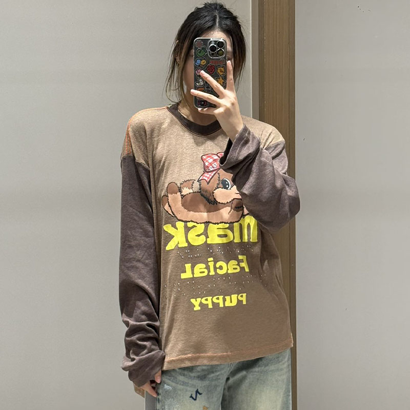 【现货】CHEERi UPi2026早春新款小狗拼色长袖T恤