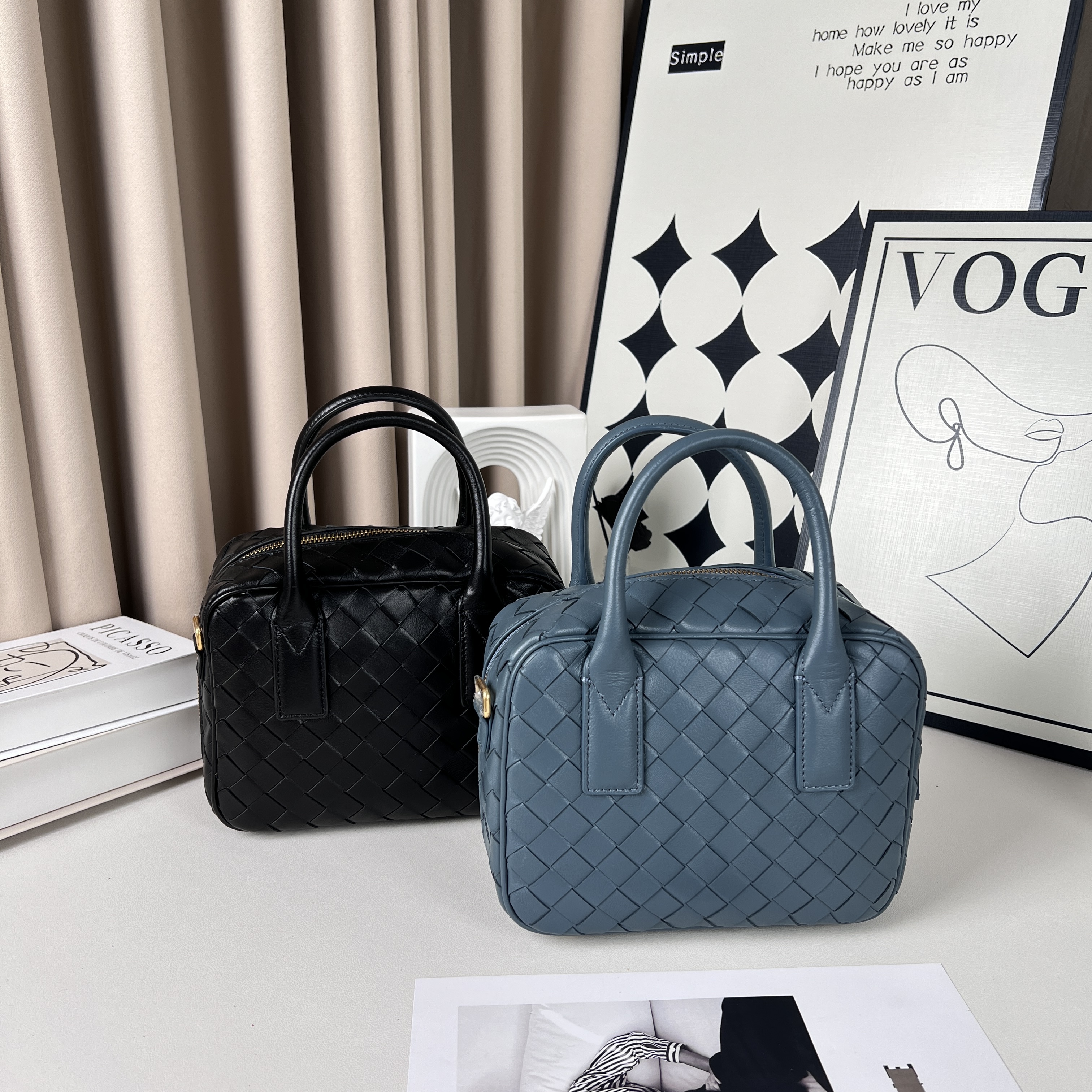 时代品牌时尚编织手提包单肩斜跨包真皮女包M10441