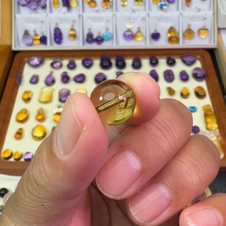 ༺***࿐黄晶颈饰未镶嵌吊坠