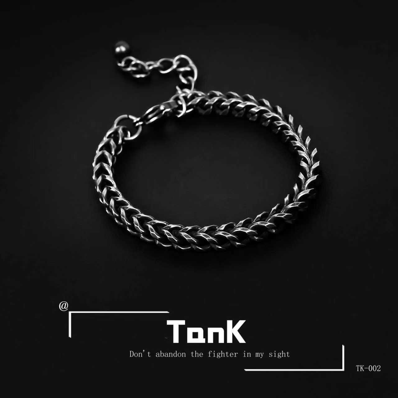 钛钢手链 钛钢手链 时尚做旧百搭经典手链男士手工情侣黑色小众