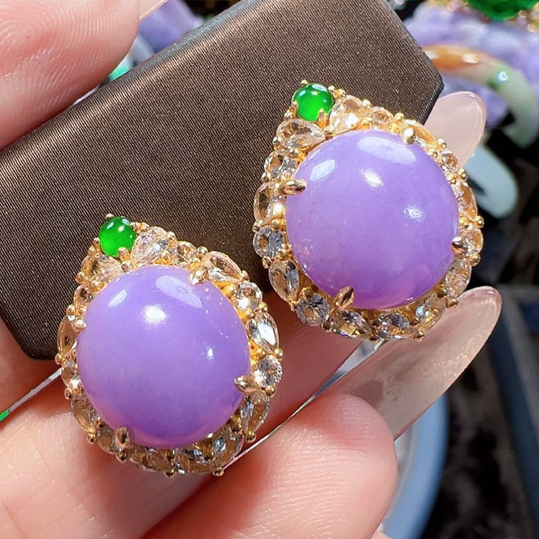 翡翠耳饰18K金镶嵌签收后24小时鉴赏期