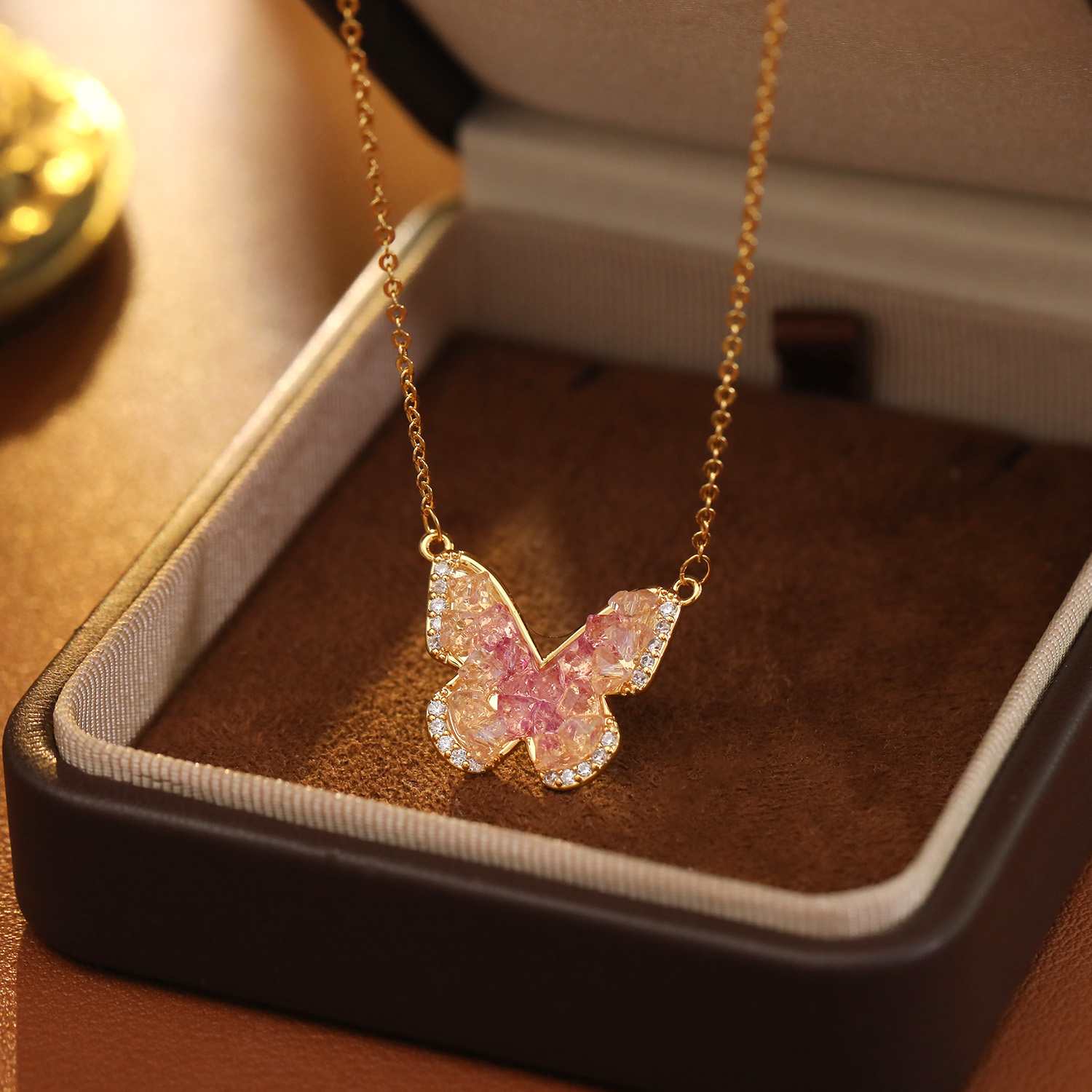 铜合金项链 Gooden岛家【花间仙子】新款夏季碎冰蝴蝶超仙项链