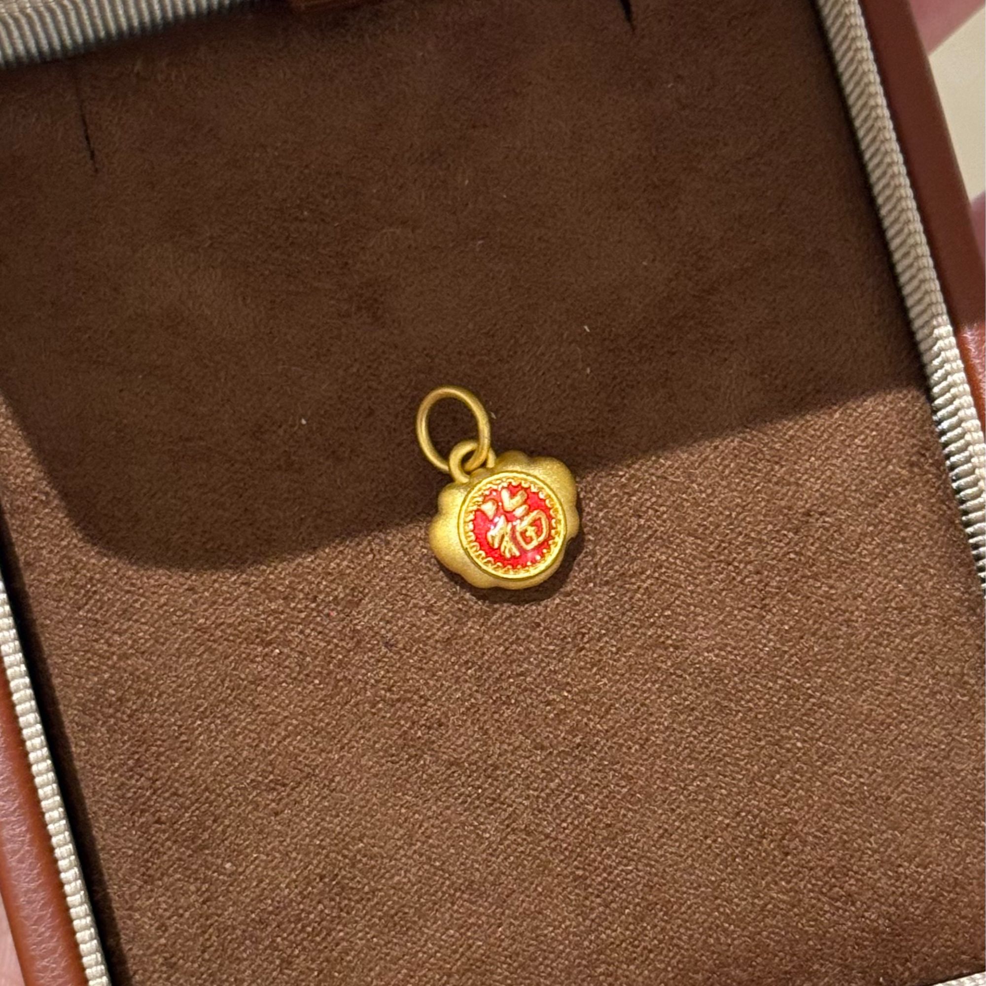 贝贝黄金 足金999 福贝 红色 珐琅彩 吊坠 103