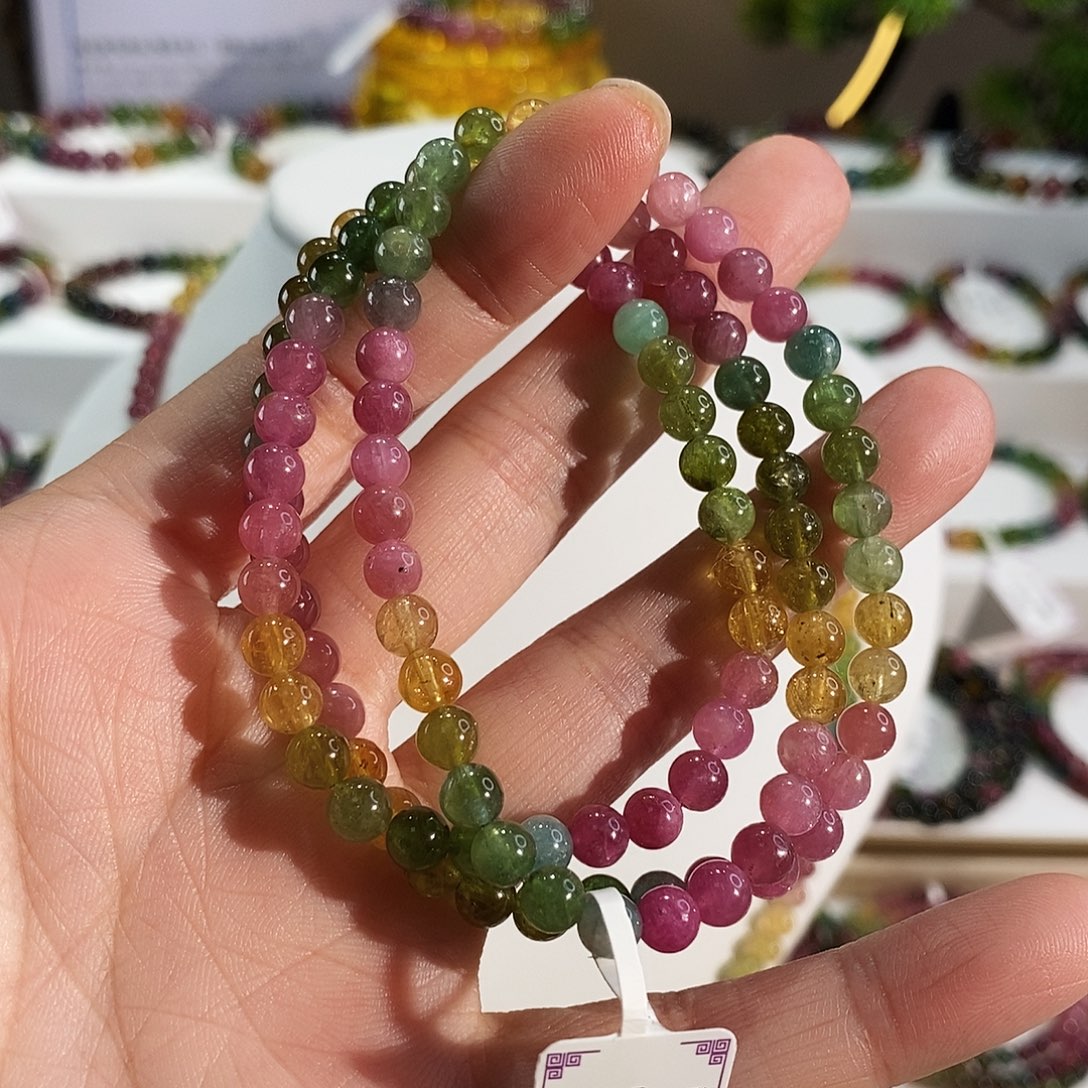 手链碧玺未镶嵌G2488三圈颜色微差