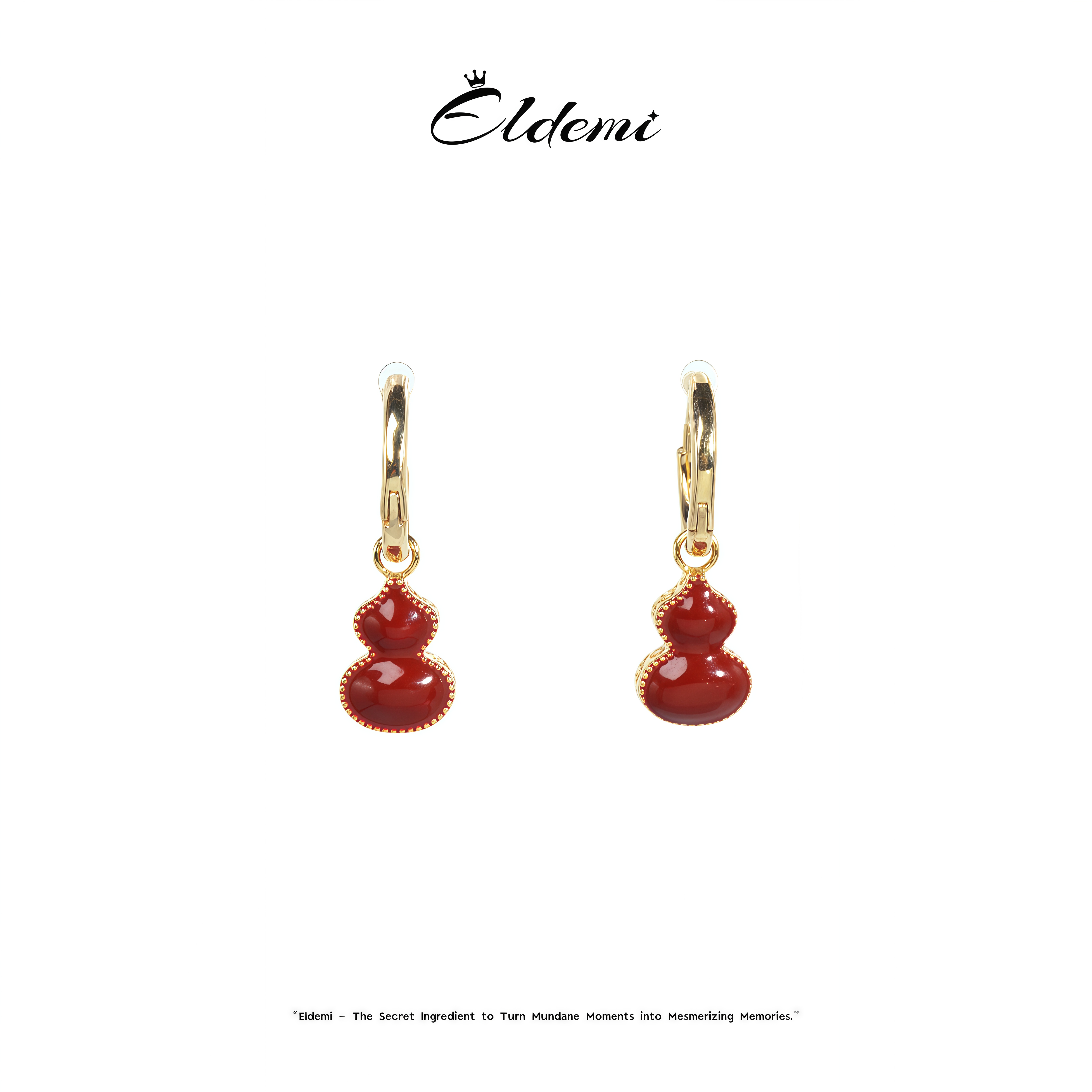 铜合金贝壳耳饰 【新年福禄】葫芦款气质简约百搭925银针耳钉C0504