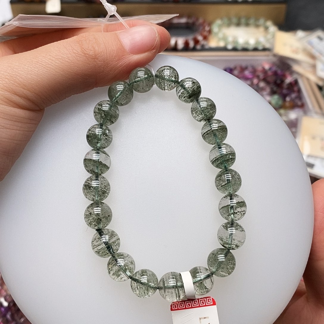 未镶嵌手链水晶LY001 绿幽灵 9m+