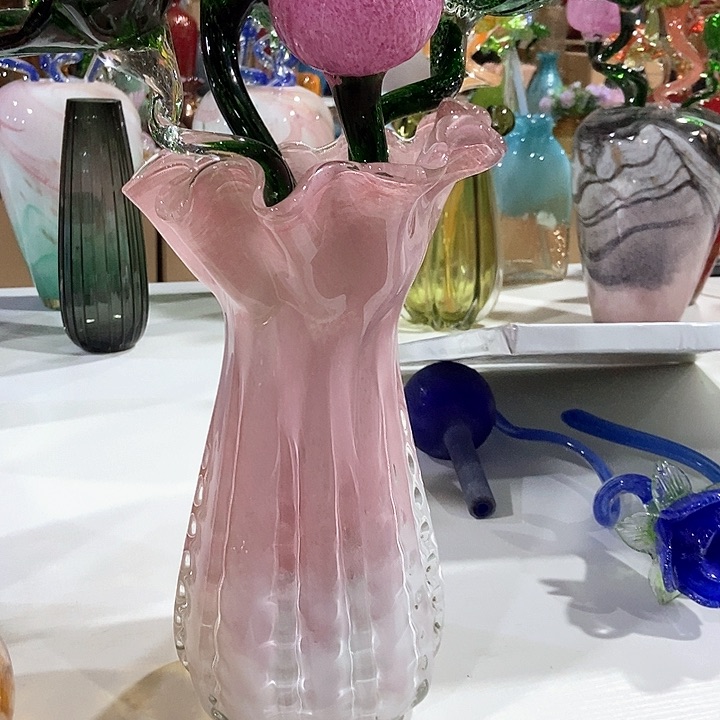 琉璃高32厘米粉色琉璃花瓶