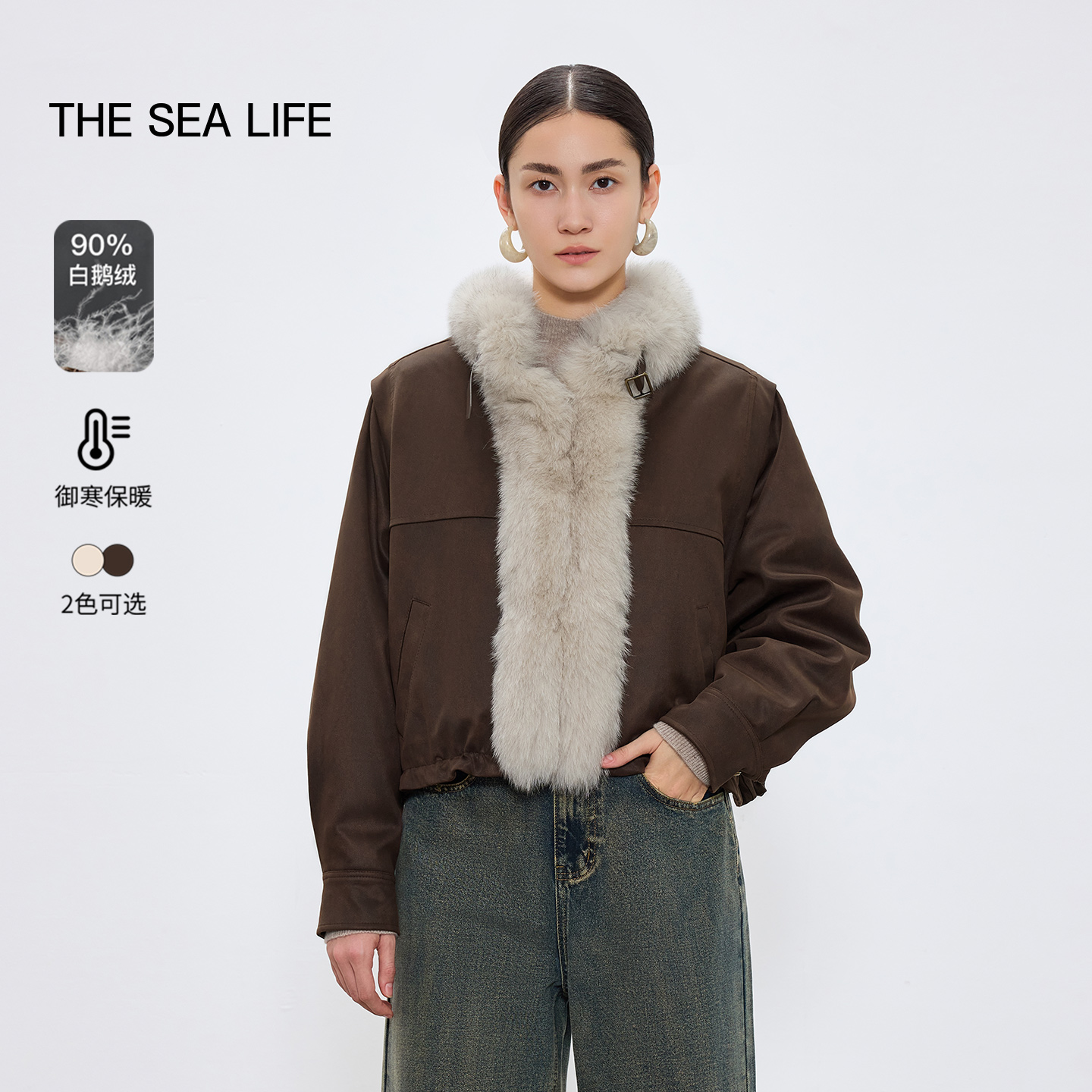 【狐狸毛+鹅绒】欧海一生冬新款狐狸毛派克鹅绒服thesealife220278