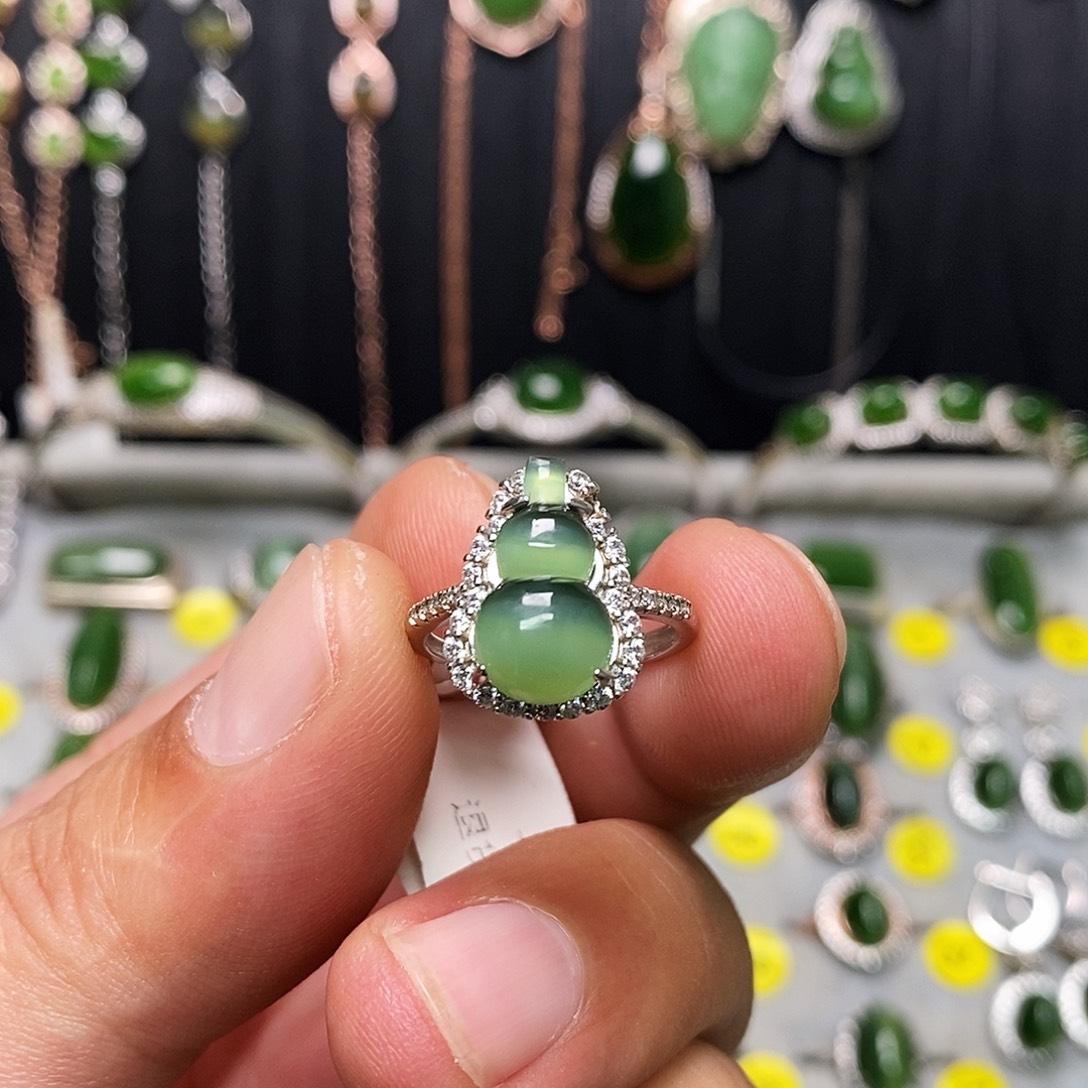 和田玉（碧玉）戒指银S925镶嵌