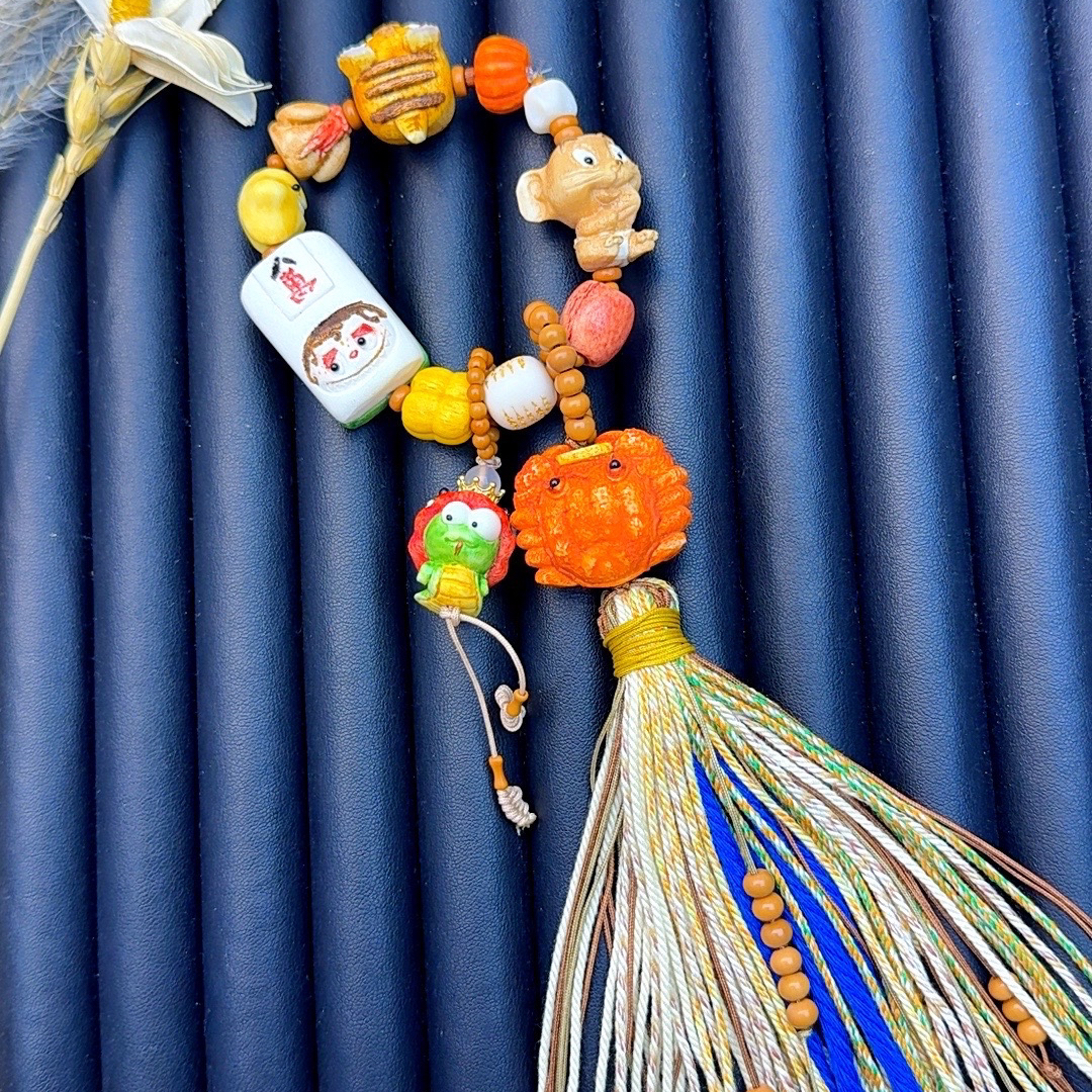 非金属木质手链 鹿角根付雕刻diy 配件编成的多宝手串