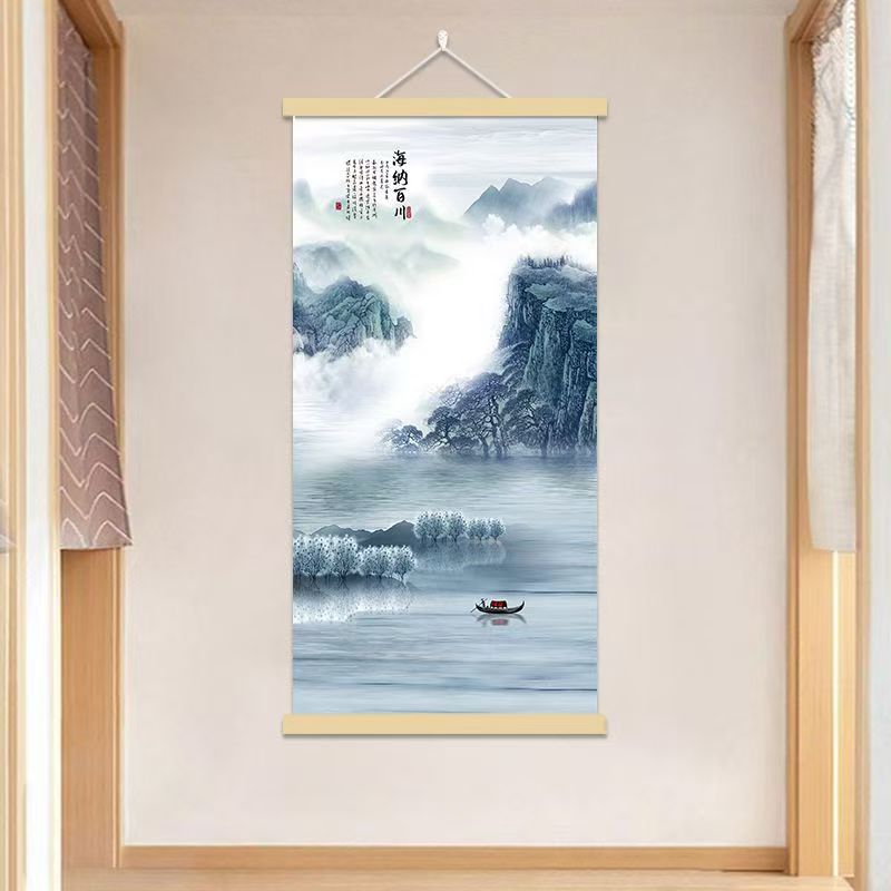 水墨风山水画玄关过道客厅茶室书房卧室等场景挂画多种款式可选