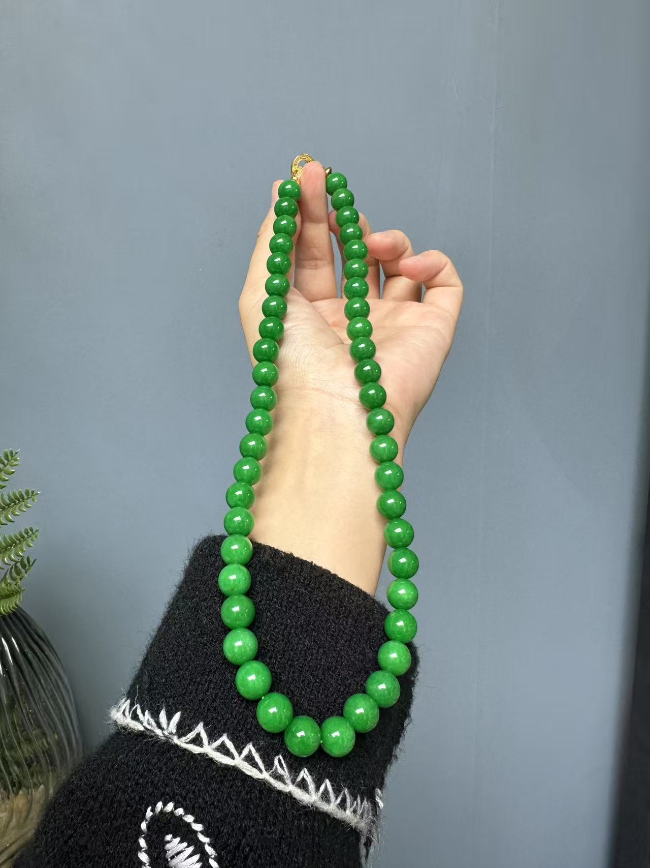 翡翠辣绿14k项链8mm项链
