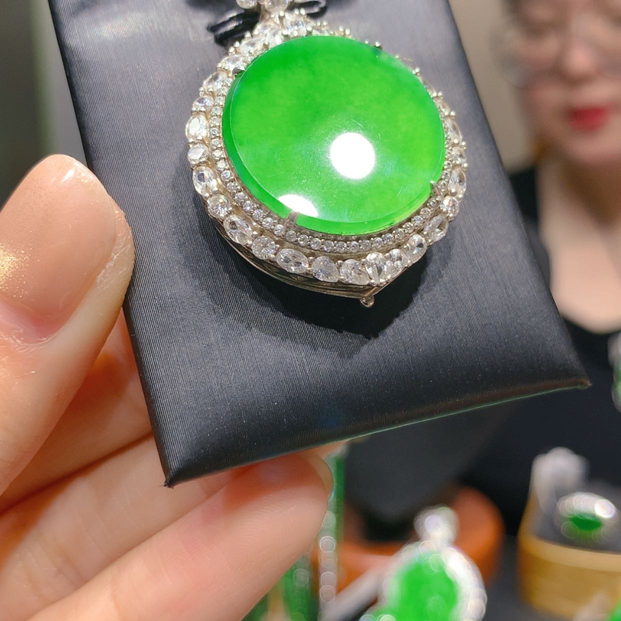 【闪购商品】颈饰银S925镶嵌翡翠5柒姐