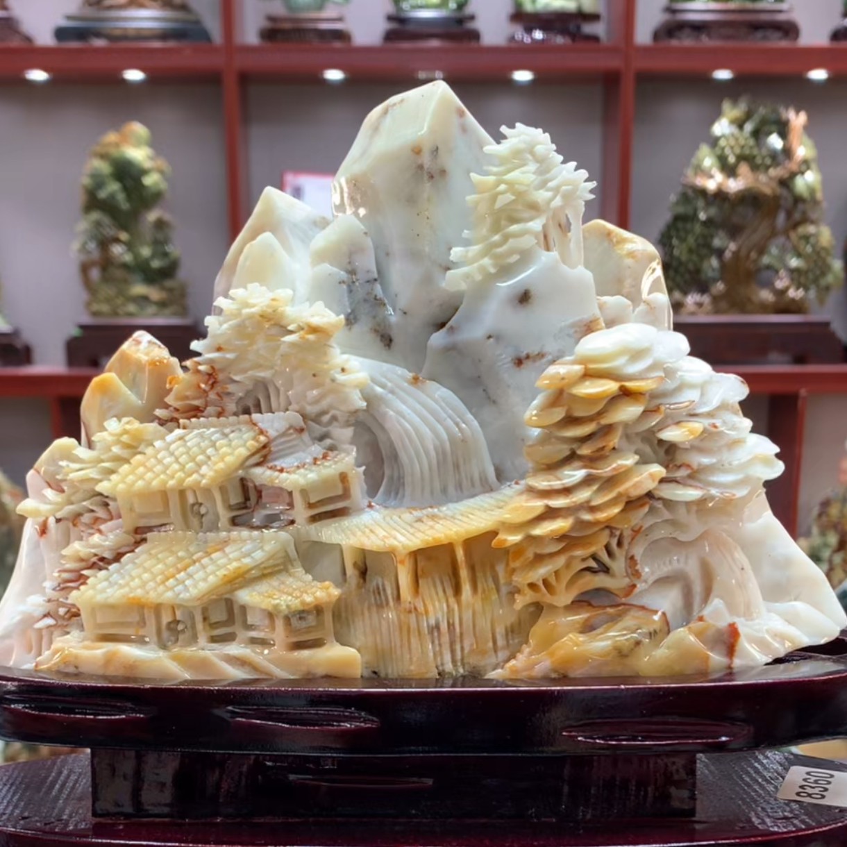 8401创意中式家居摆件山水玉石客厅玄关摆件