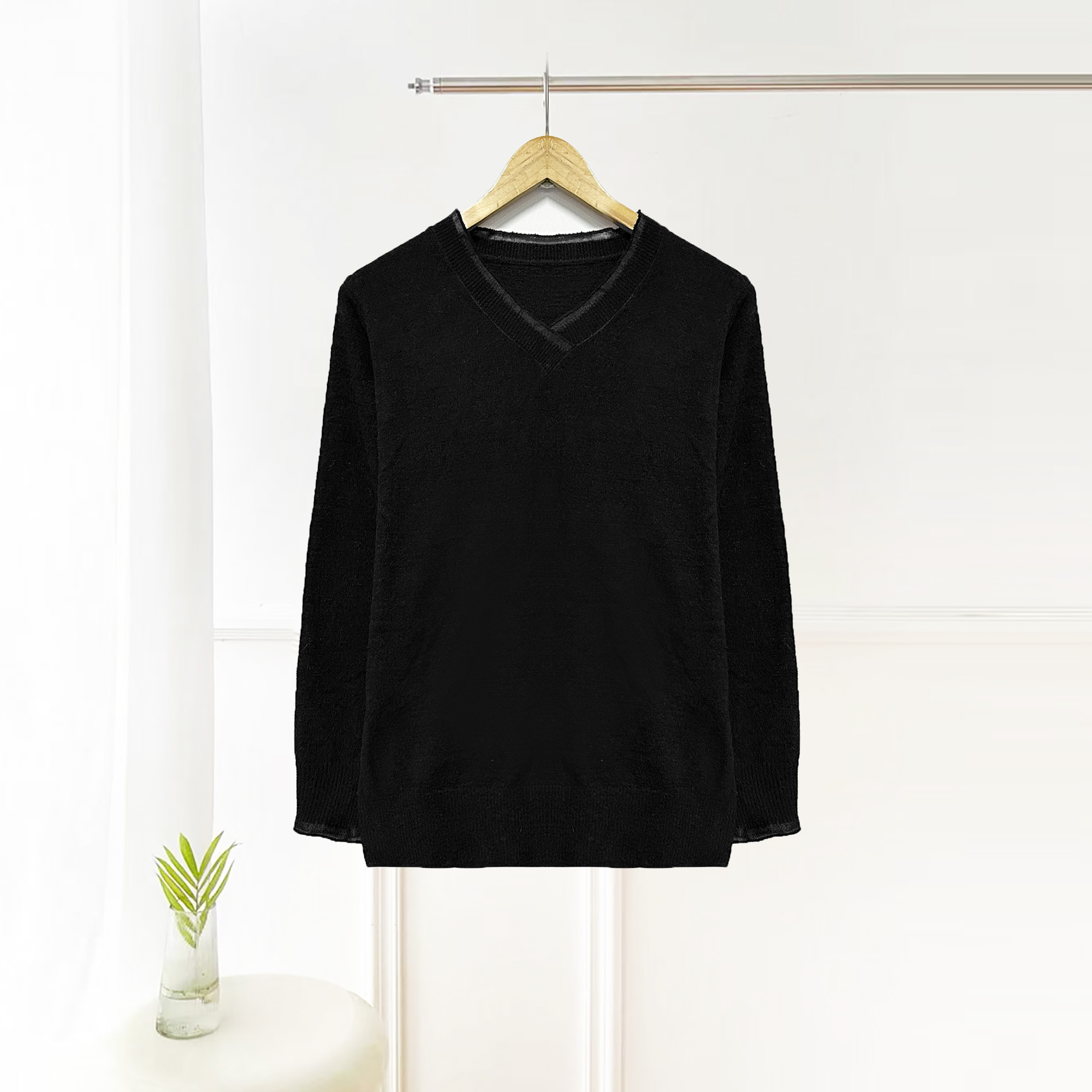 新品上新！女士蕾丝花边V领针织打底衫H148