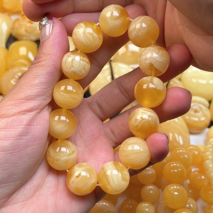 蜜蜡裸石未镶嵌火*锅蜜蜡手串