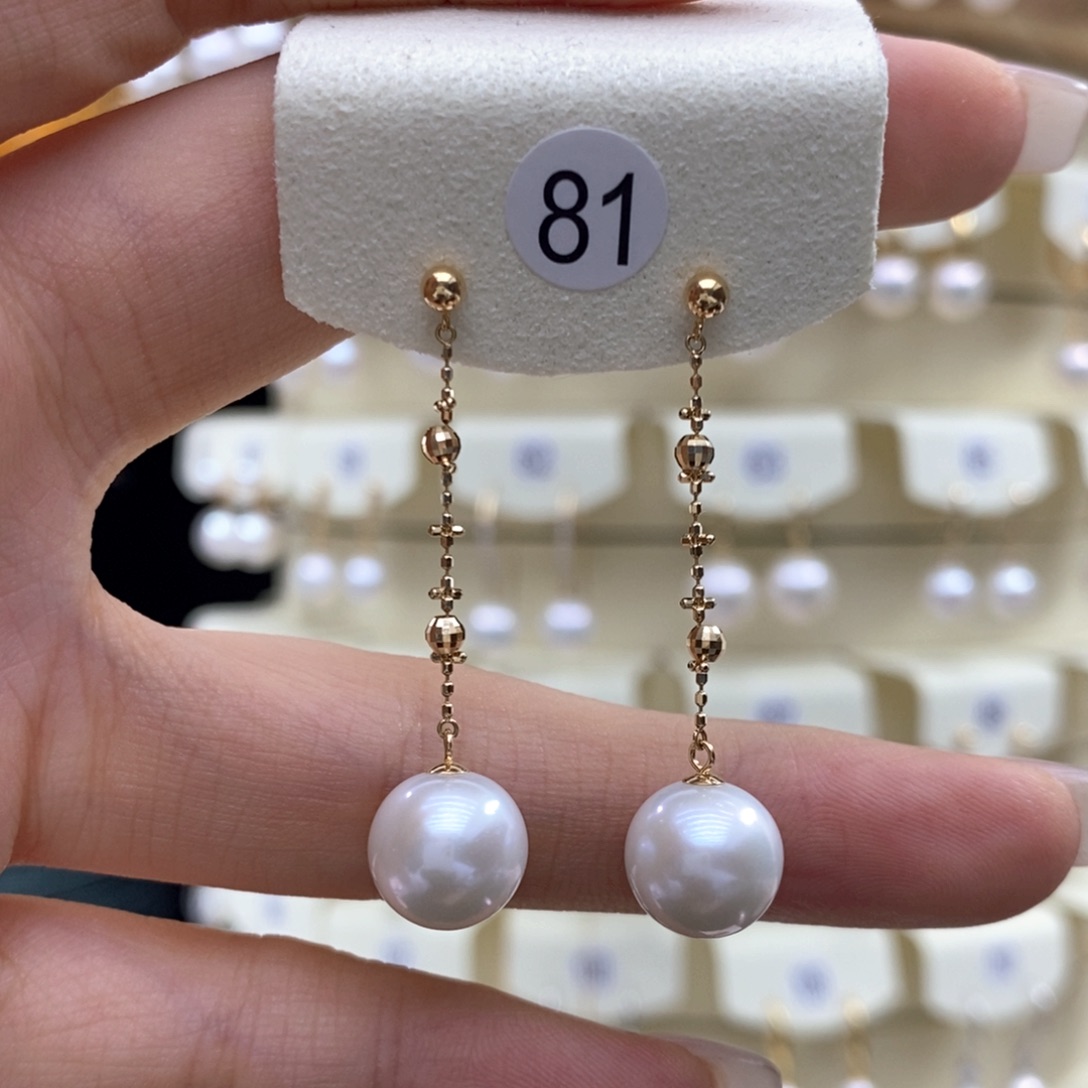 淡水珍珠耳饰18K金镶嵌