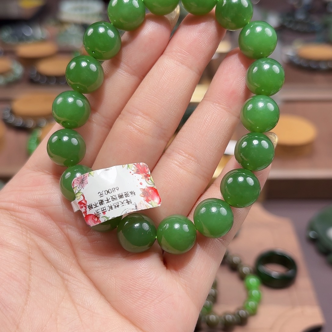 和田玉（碧玉）未镶嵌手链12 俄 