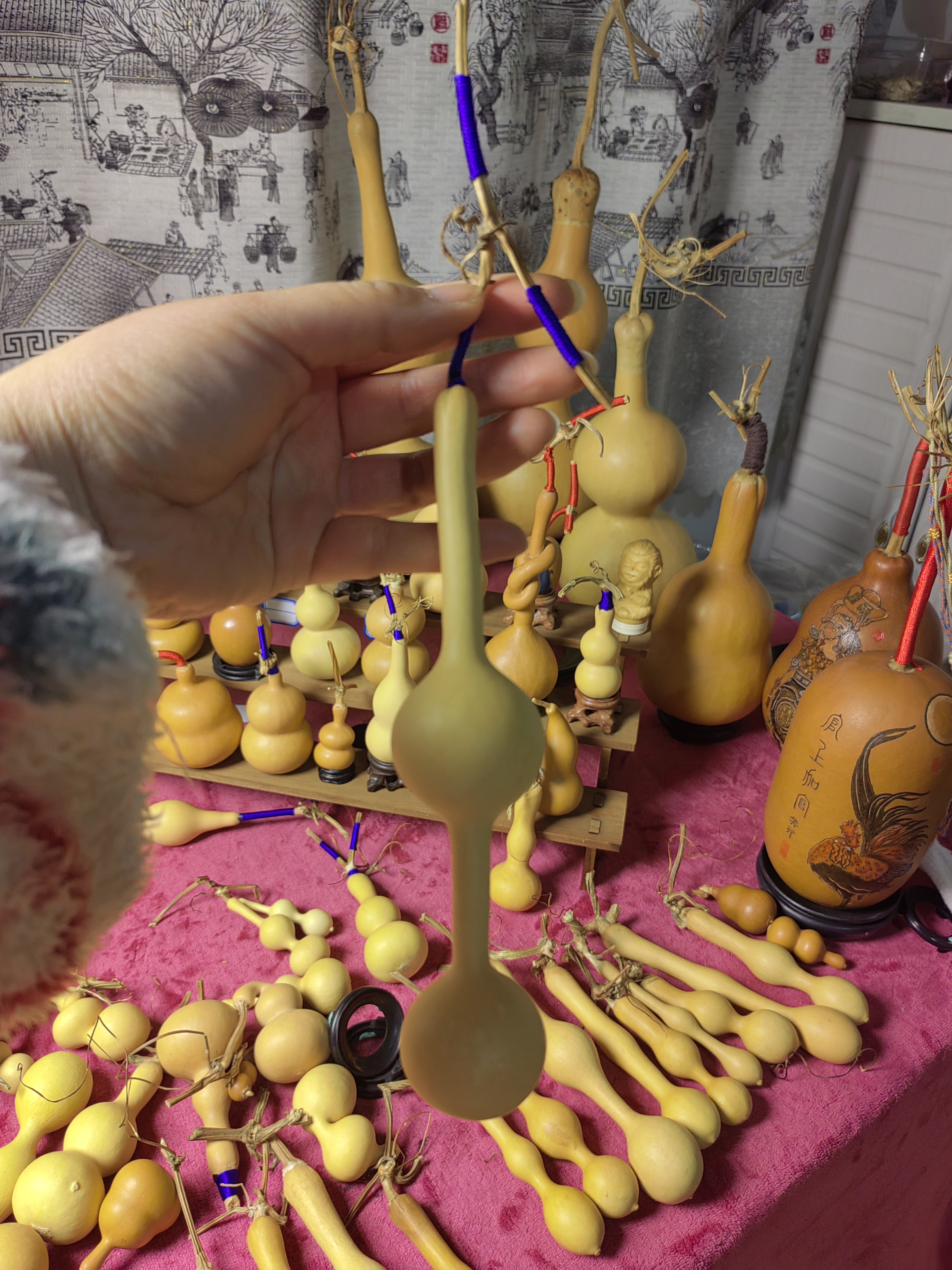 天然精品文玩柳叶本捻葫芦带龙头一物一拍可盘玩手把件