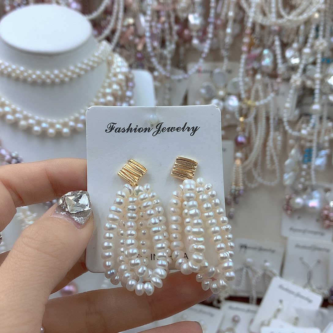 淡水珍珠银S925镶嵌耳饰