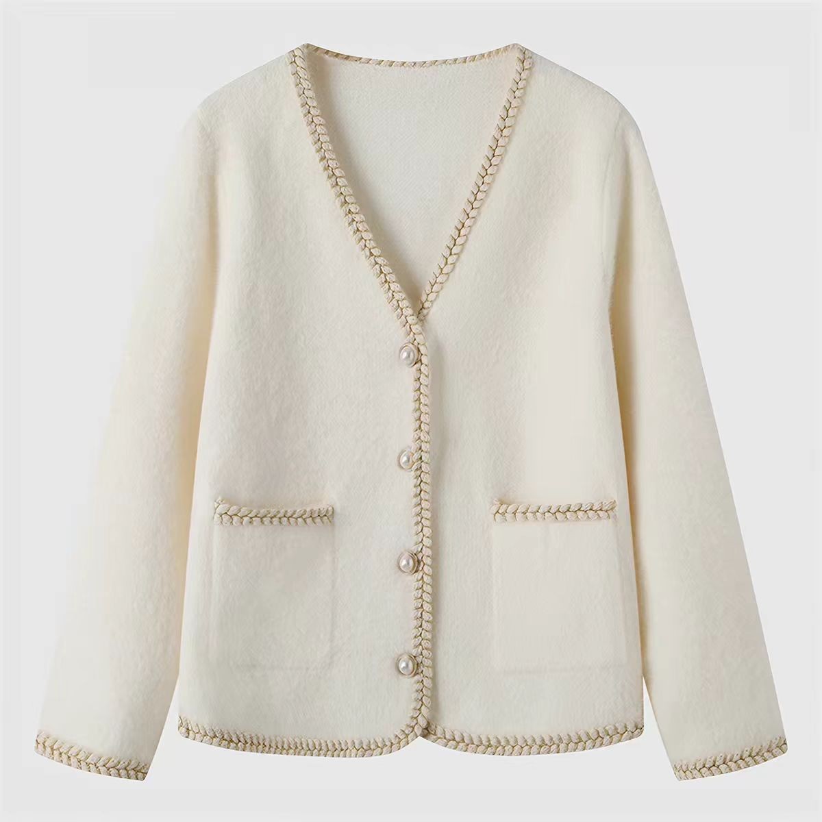 026女不起球毛衣长袖设计师针织短款小香风毛针织衫