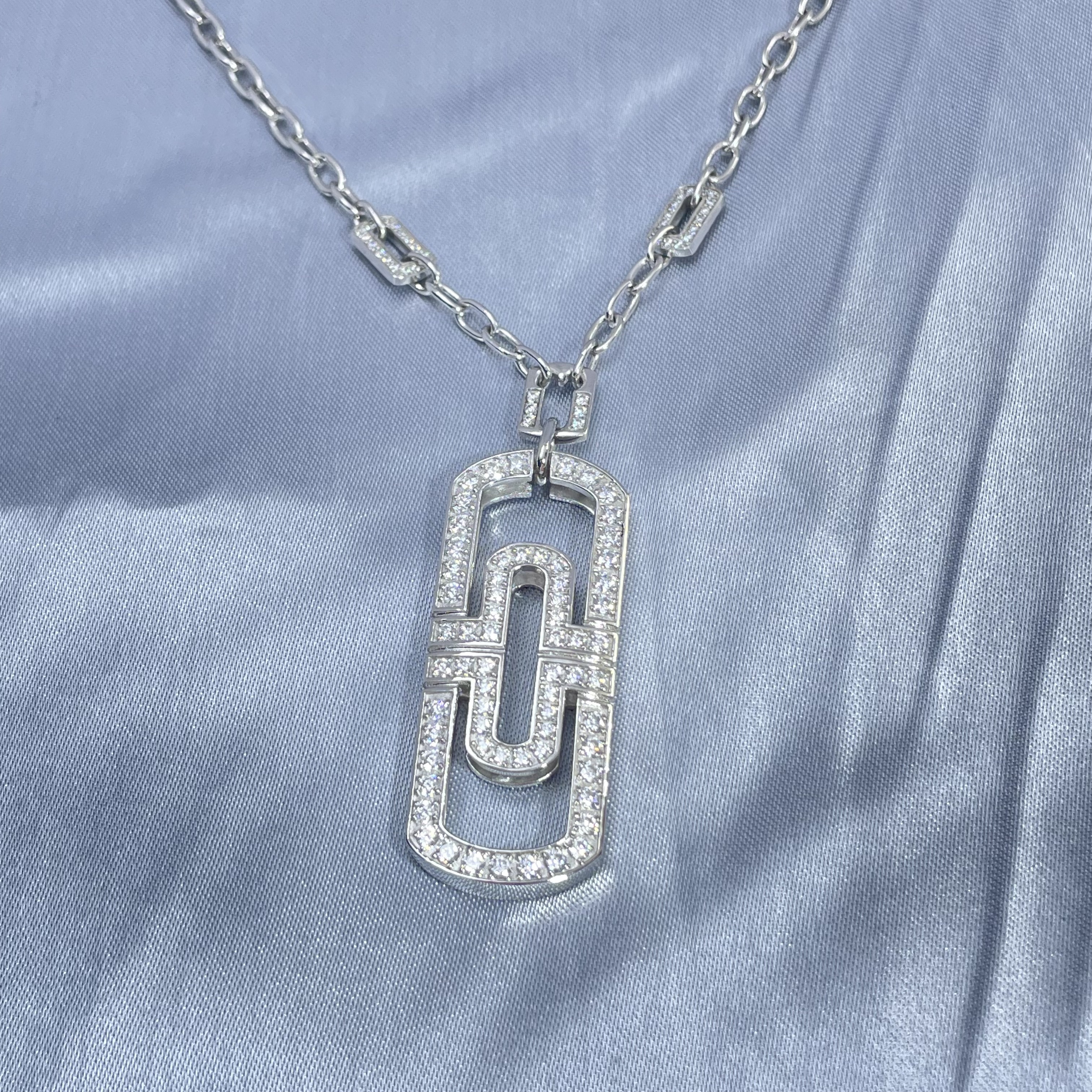 晴书珠宝铂金回形针项链PT950镶嵌大气时尚个性经典款送礼通用款