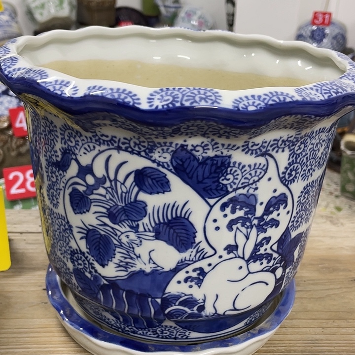 青花瓷器青花盆套