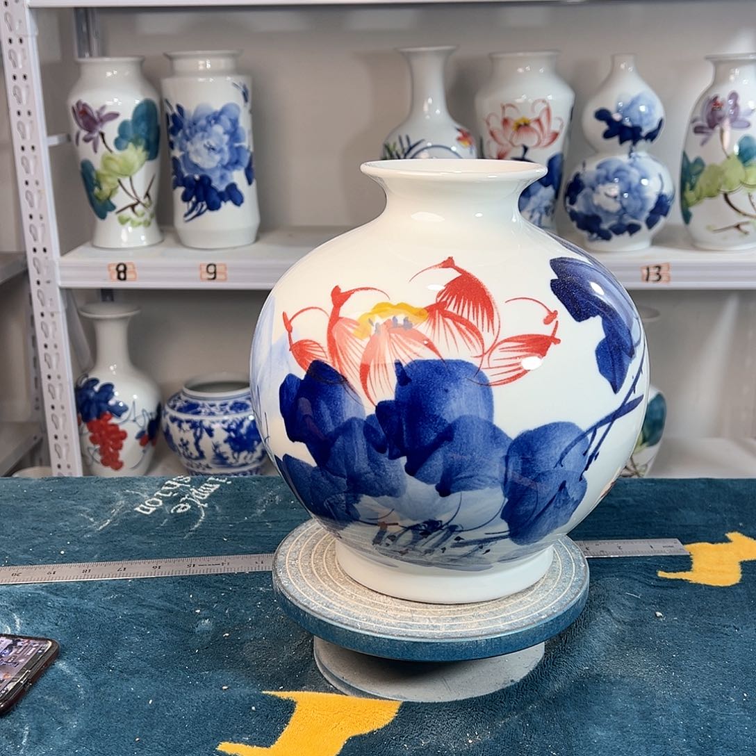 摆件景德镇陶瓷石荷花