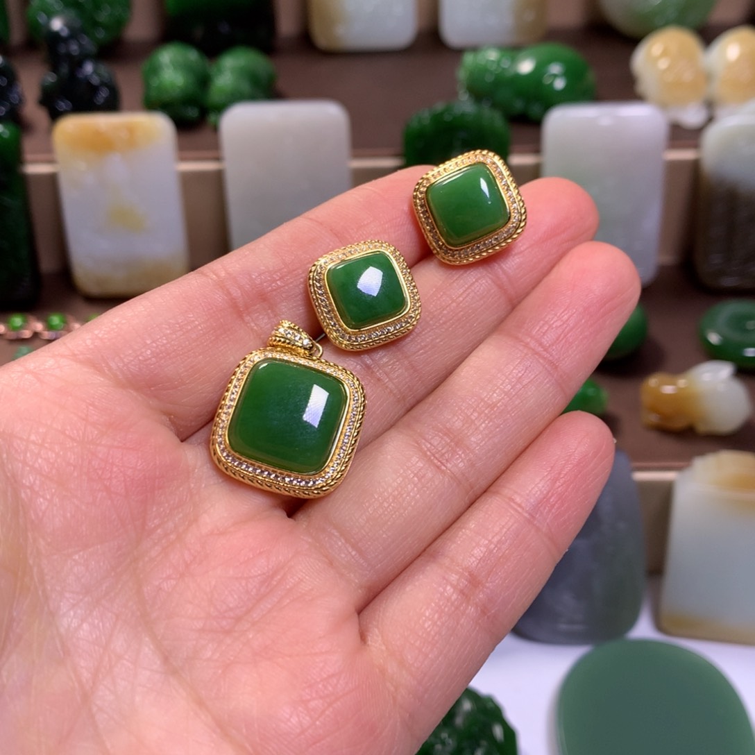 和田玉挂件银S925镶嵌