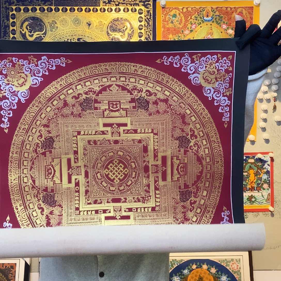 卷轴画纯手绘坛城唐卡50厘米左右
