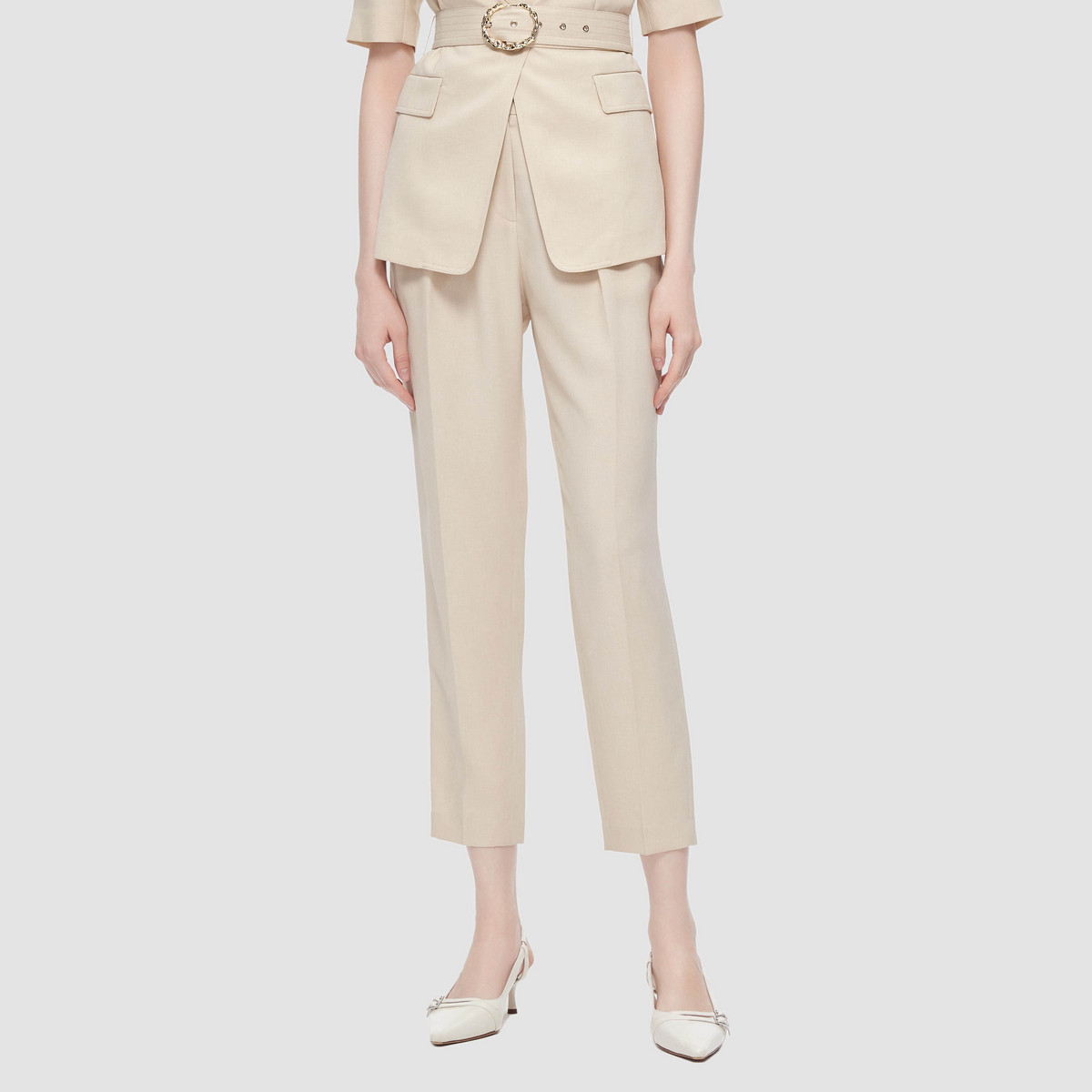 【晨粉专享】歌力思春夏简约职场高腰休闲裤女EWE345K07500