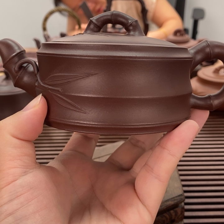 茶壶紫砂宽口竹段微瑕疵230毫升