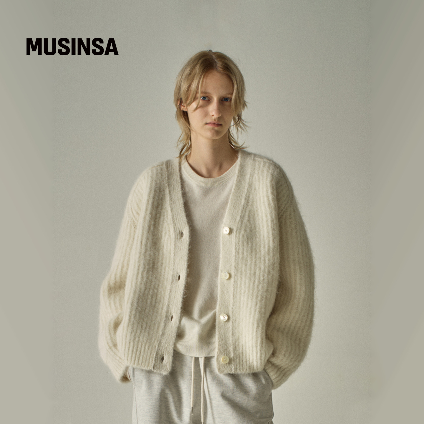 FACADE PATTERN韩国羊驼云朵韩系女生慵懒风针织开衫MUSINSA