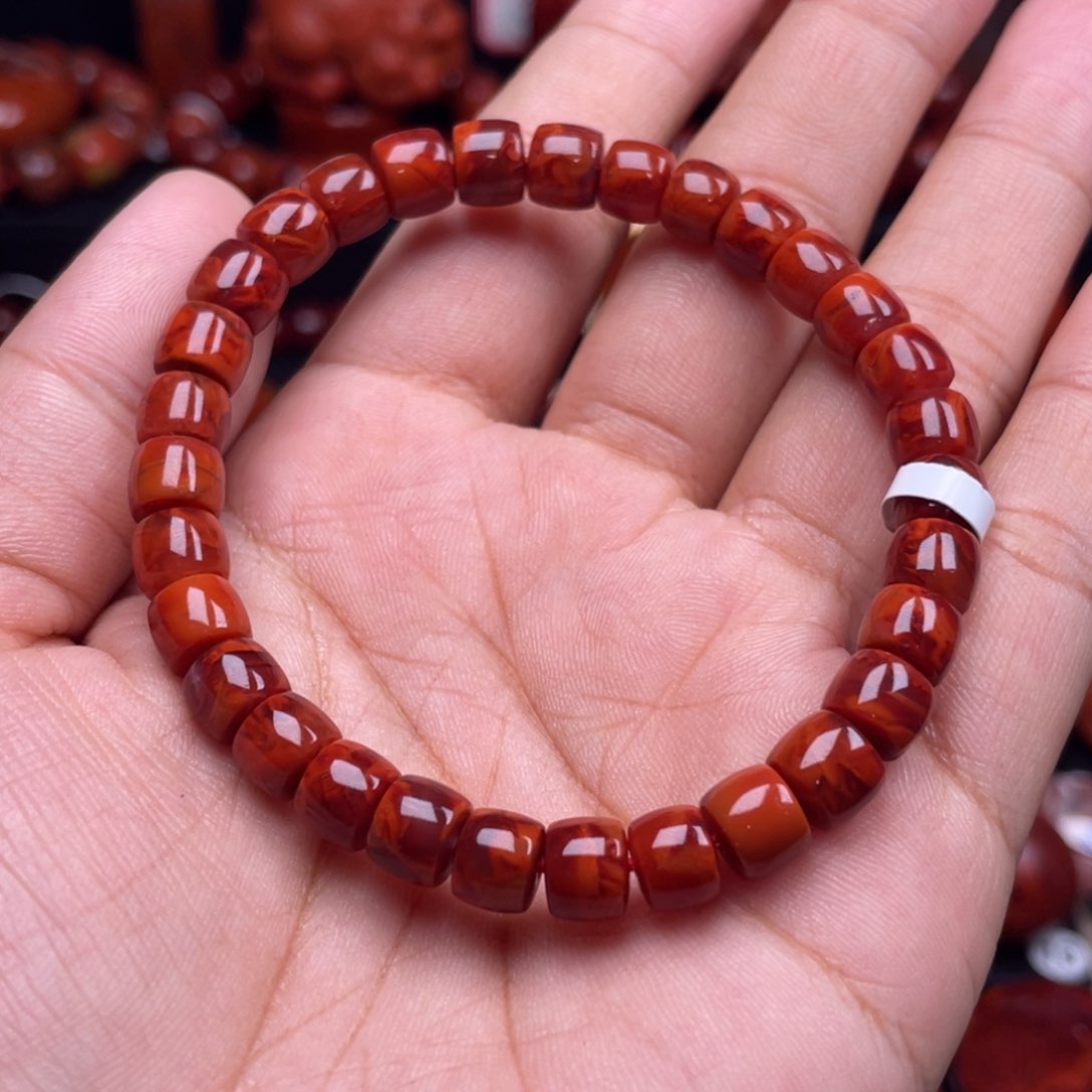 南红玛瑙珠宝奇石未镶嵌单圈7mm