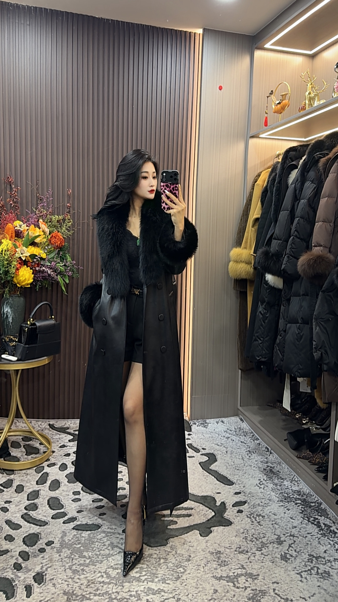 师小姐女装~超长冬季真狐狸毛皮衣加绒大衣992