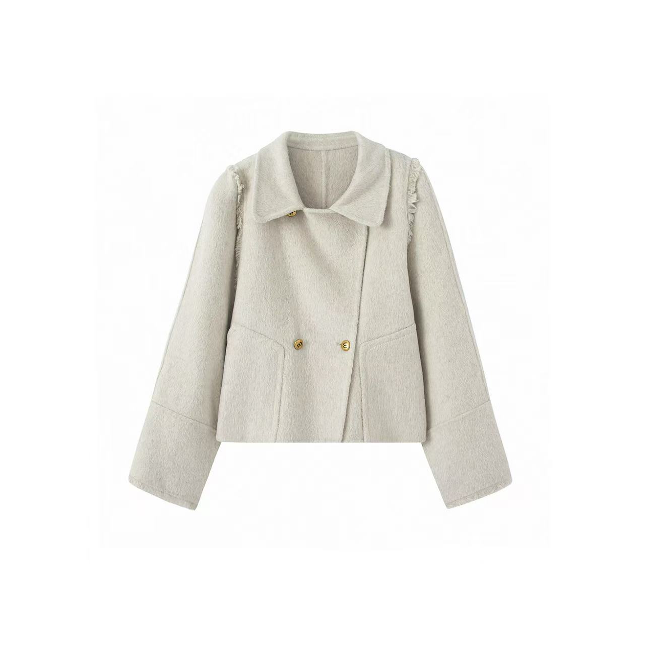 静贤【禾木里】新款韩版气质显瘦短款双面羊毛大衣