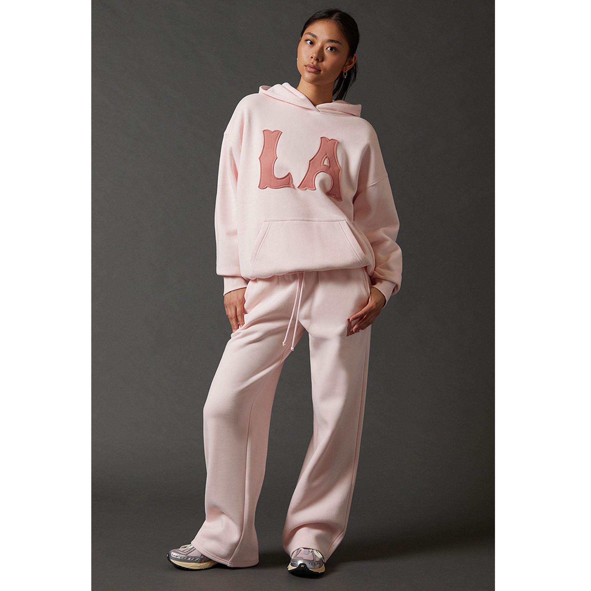 PACSUN套头款宽松型连帽贴布字母卫衣套装运动服休闲秋季
