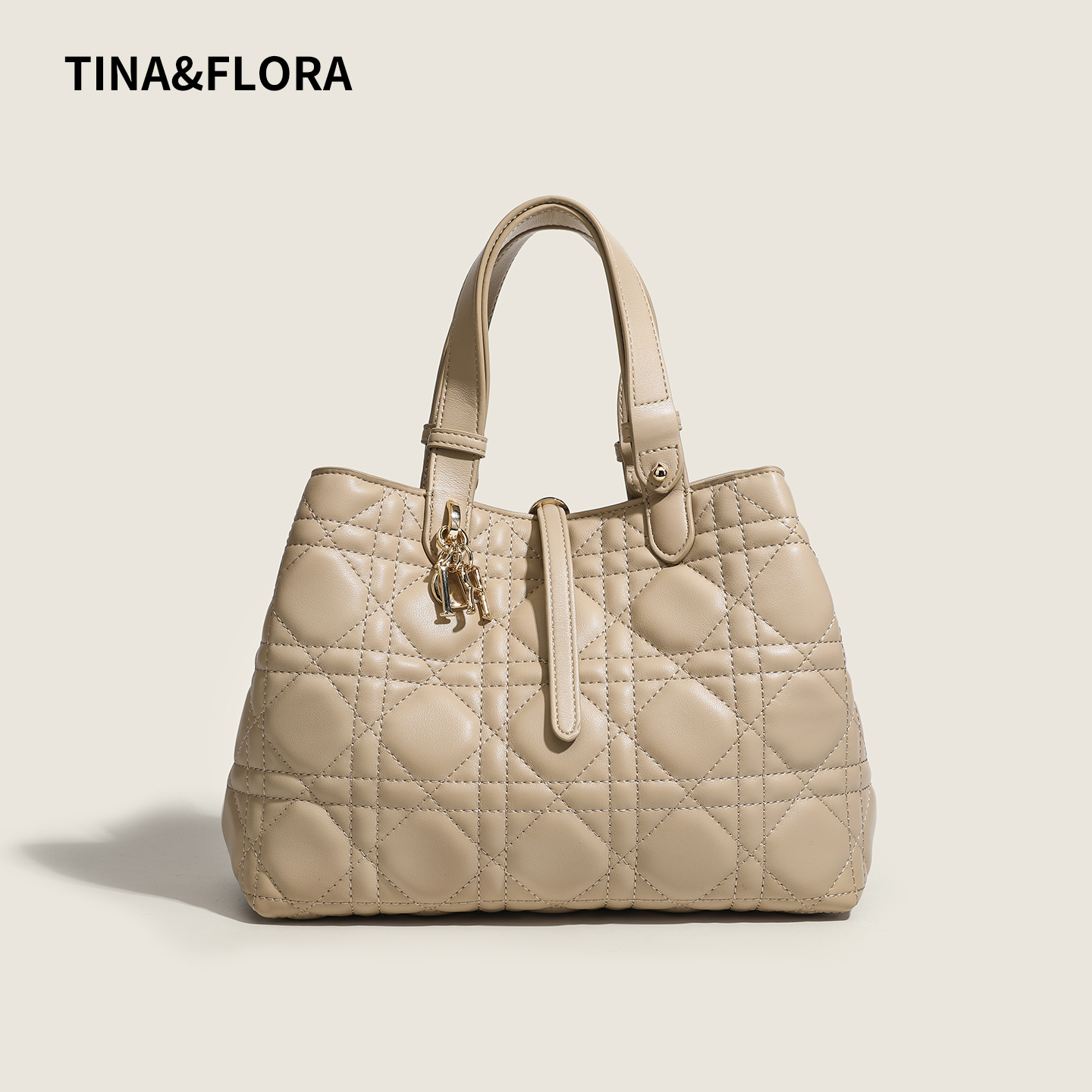 TINA.FAITH手提款四季通用搭扣串珠手提包肩包黑色手提气质包包