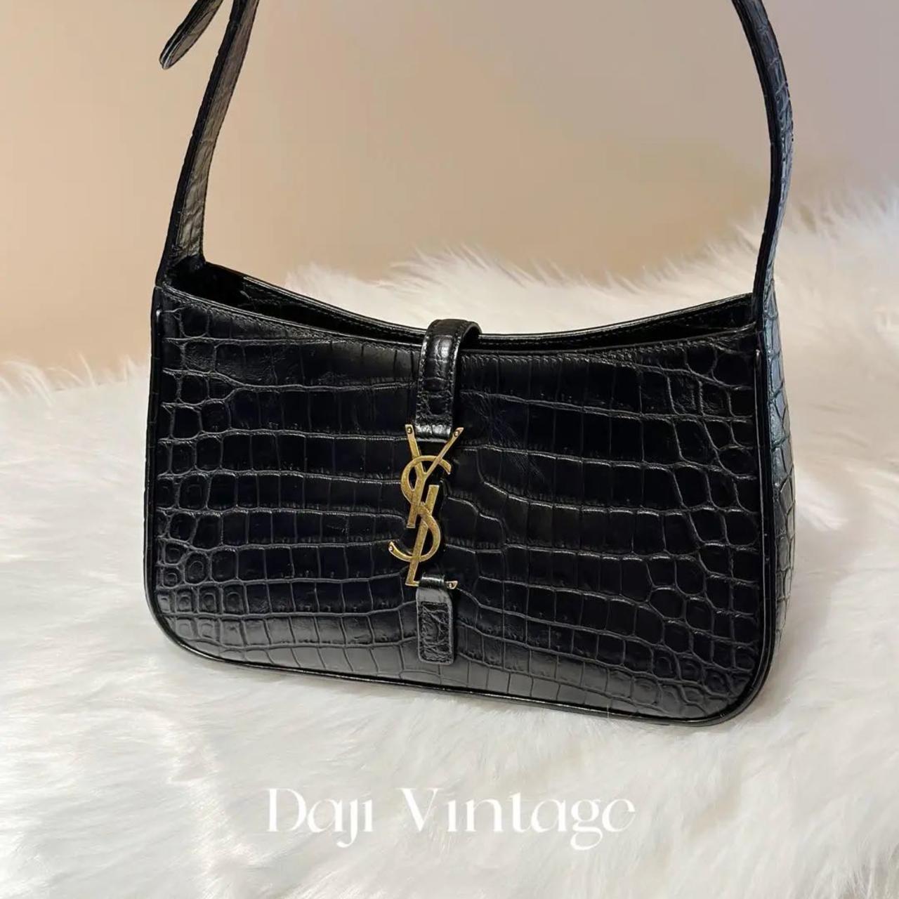 99新 YSL/圣罗兰 大吉中古/圣罗兰鳄压纹金标hobo单肩包