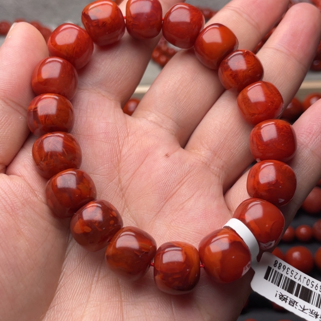 手串未镶嵌南红玛瑙13.8mm顶品收藏瓦西妖孽牛血火焰老型