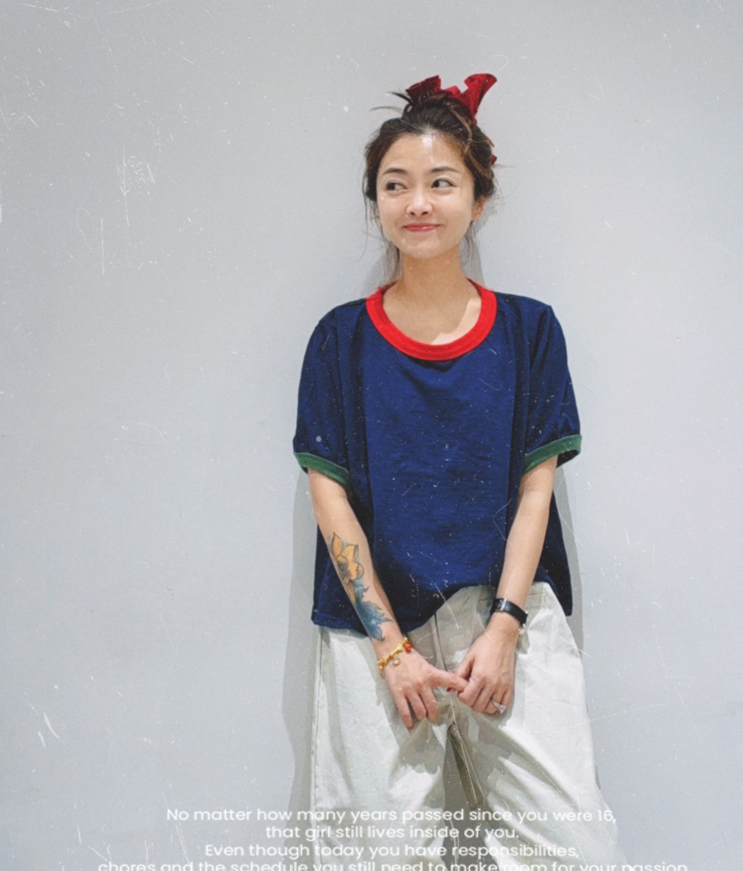 夏小朵 红绿蓝短袖T恤 时尚潮流休闲极简撞色小众高级感短袖T恤